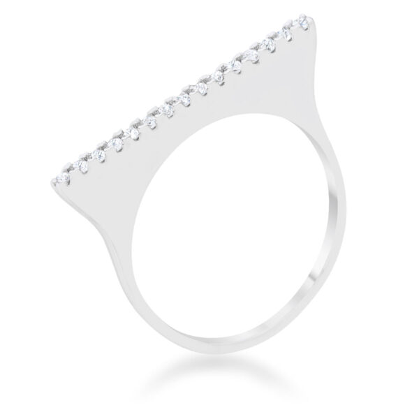 Karolina contemporary simple ring with round cubic zirconia in a pave setting, rhodium plated over lead free alloy (brass).