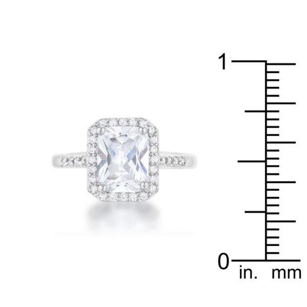 Round cubic zirconia in a pave setting on a classic ring with 2.95 ct total carat weight.
