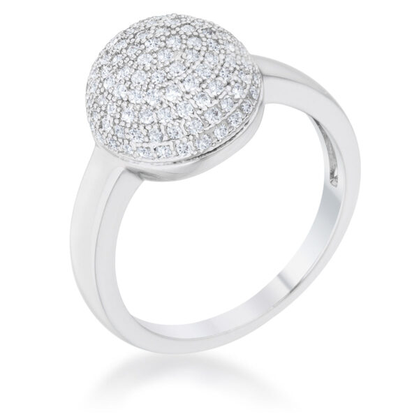 Contemporary sphere ring with round 1 Mm cubic zirconia in a Pave setting and a 2mm band.