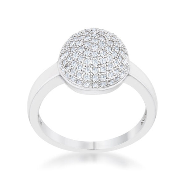Round 1 Mm cubic zirconia in a Pave setting on a contemporary sphere ring.