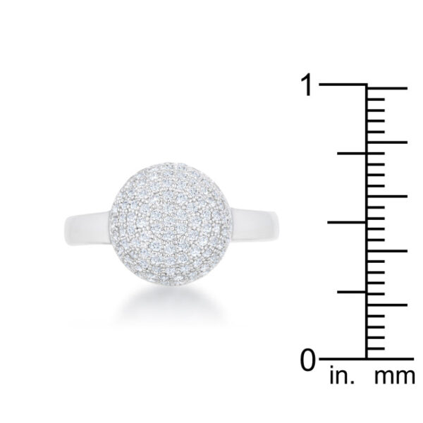 Contemporary sphere ring with a 2mm band and round cubic zirconia in a Pave setting.