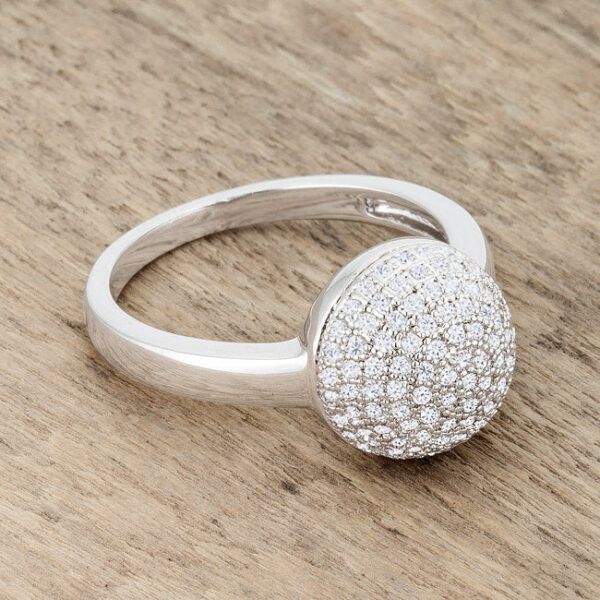 Sphere ring with round cubic zirconia in a Pave setting and 0.6 ct total carat weight.