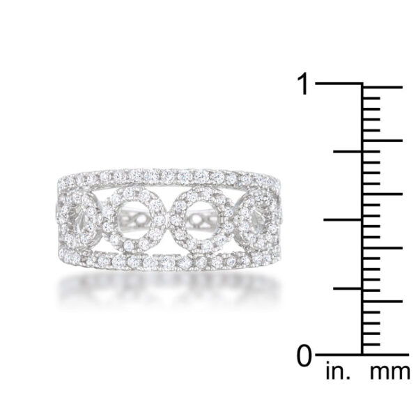 Contemporary band ring in rhodium plated over lead free alloy (brass), measuring 2mm wide.