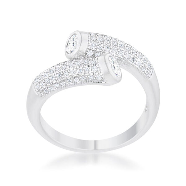 Green round 3 Mm cubic zirconia in a pave setting on the contemporary wrap ring.