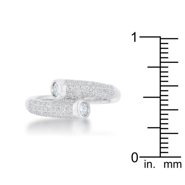 Contemporary wrap ring measuring 2.5mm wide with green round cubic zirconia in a pave setting.