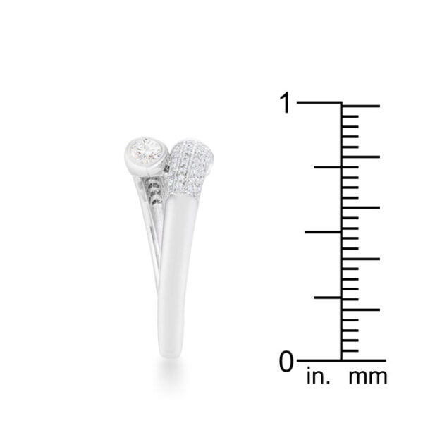 Rhodium plated over lead free alloy (brass) contemporary wrap ring with 0.62 ct total carat weight green cubic zirconia.