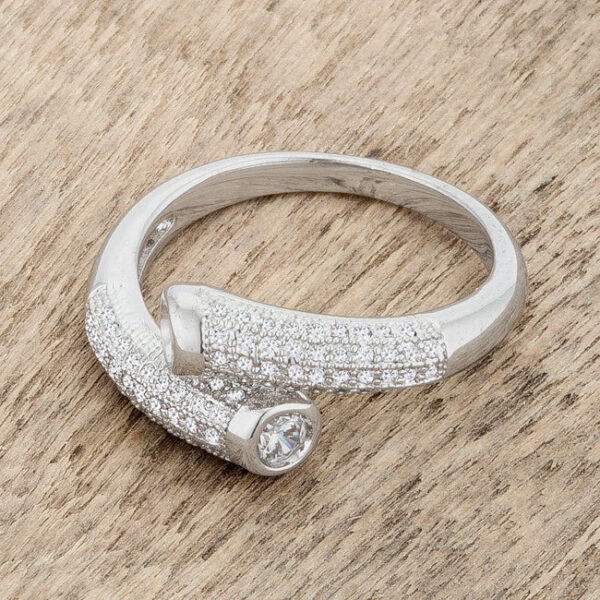 Contemporary wrap ring with green round cubic zirconia and 0.62 ct total carat weight.