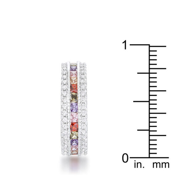 Round multicolor cubic zirconia with 1.75 ct total carat weight in a Pave-set classic band.