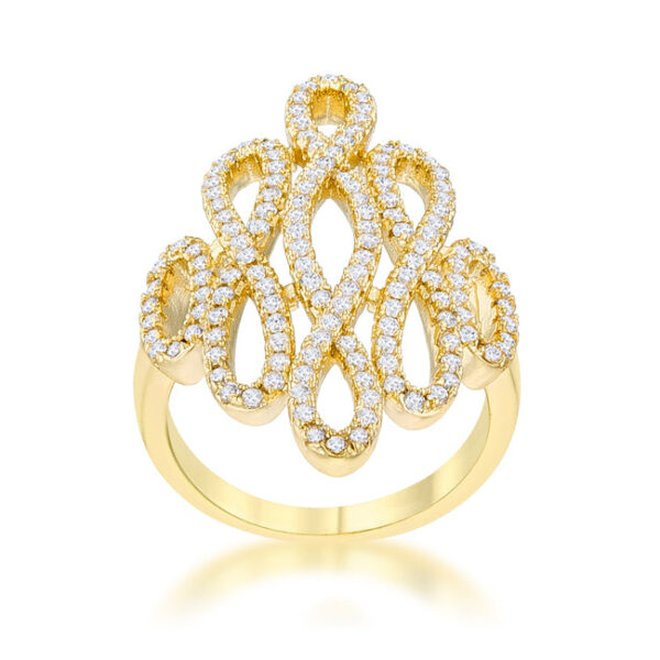 2.75mm cocktail ring with round yellow cubic zirconia in a pave setting