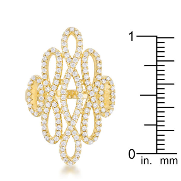 Round 1.15 Mm yellow cubic zirconia accent stones in a pave-set cocktail ring