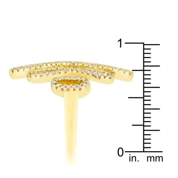 Contemporary cocktail ring with a gold tone over lead free alloy (brass) finish