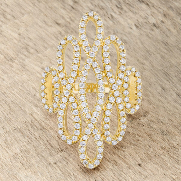 Yellow cubic zirconia cocktail ring with 0.94 ct total carat weight