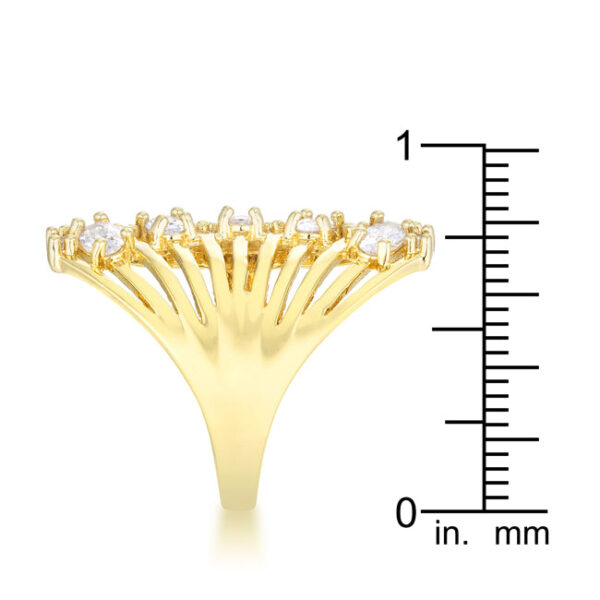 Contemporary cocktail ring with 2.15 ct total weight of yellow round cubic zirconia, gold tone over lead free alloy (brass).