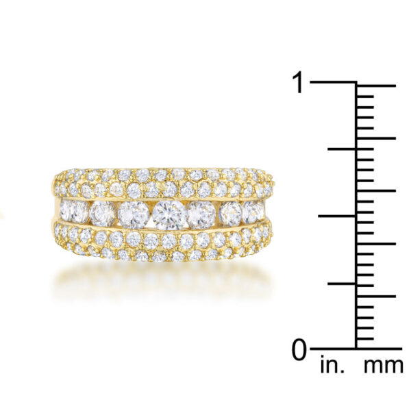 Round 1.25 Mm cubic zirconia in a channel setting on a classic band ring in gold tone over lead free alloy (brass)