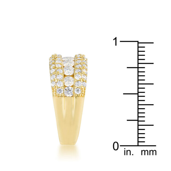 Classic band ring in gold tone over lead free alloy (brass) with 1.1 ct total carat weight of round cubic zirconia