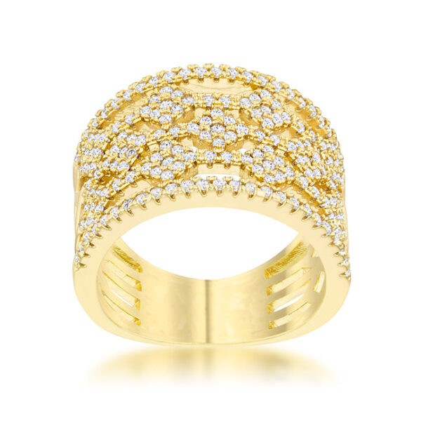 Round 1 Mm cubic zirconia in a Pave setting on a 7.5mm-wide cocktail band