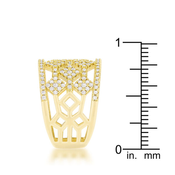 Cocktail ring with 0.6 ct total carat weight of round Pave-set cubic zirconia