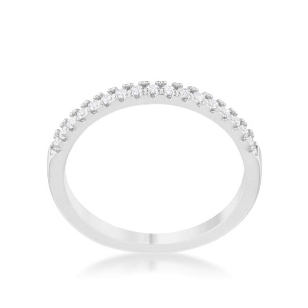 2 Mm classic band ring in rhodium plated over lead free alloy (brass), with round cubic zirconia.
