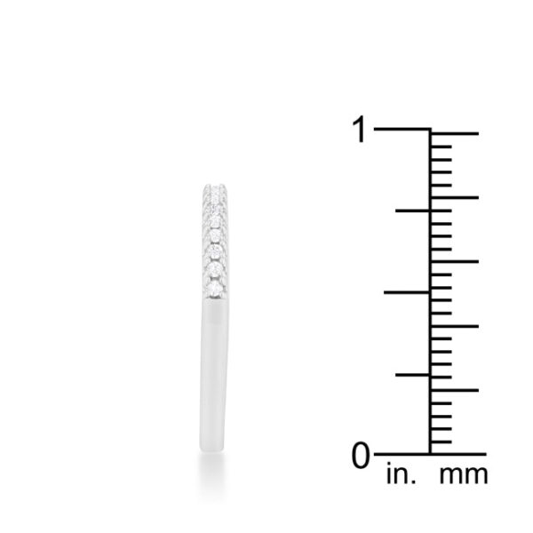 Classic band ring with 0.11 ct total carat weight of round cubic zirconia, rhodium plated over lead free alloy (brass).