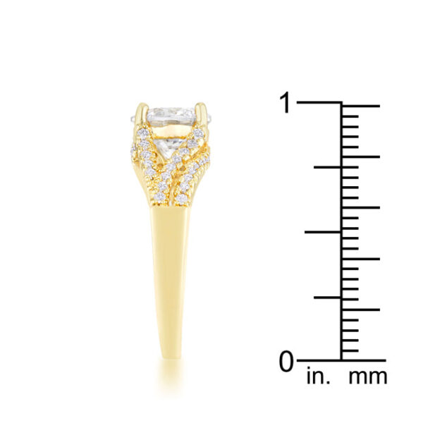 Classic 2mm ring in gold tone over lead free alloy (brass) with 2.3 ct total carat weight of cubic zirconia.
