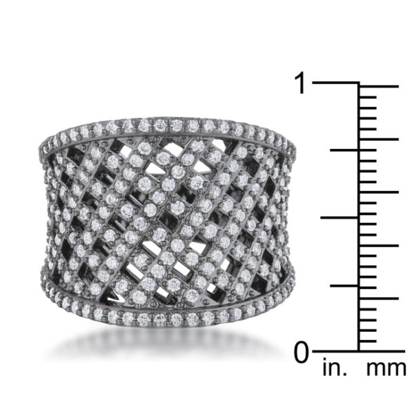 Round 1.15 Mm cubic zirconia pave set in a woven-style ring