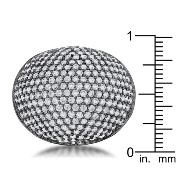 Round 1.15 Mm cubic zirconia pave dome ring, gunmetal/hematite plated over lead free alloy (brass)