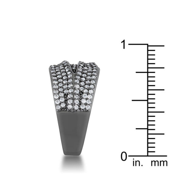Contemporary cocktail ring with clear cubic zirconia and 1.7 ct total carat weight in a pave setting.
