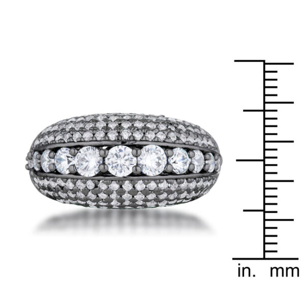 Round 1.15 Mm cubic zirconia in a pave setting on a contemporary cocktail ring with 1.5 ct total carat weight.