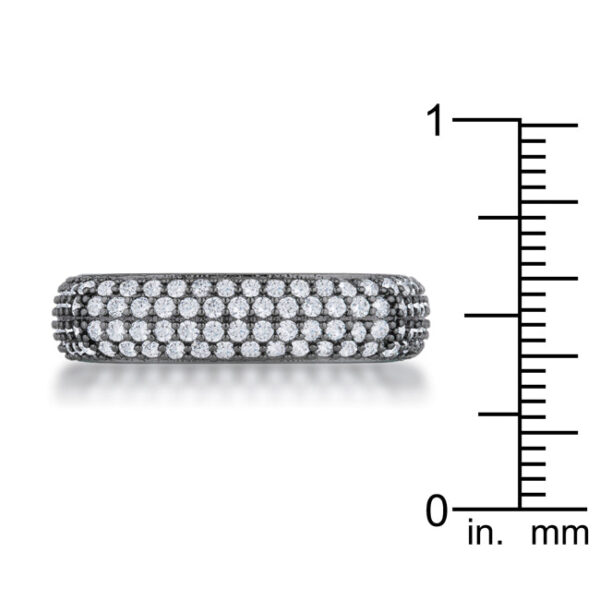 Pave-set round cubic zirconia on a 5.25 Mm contemporary square band ring.