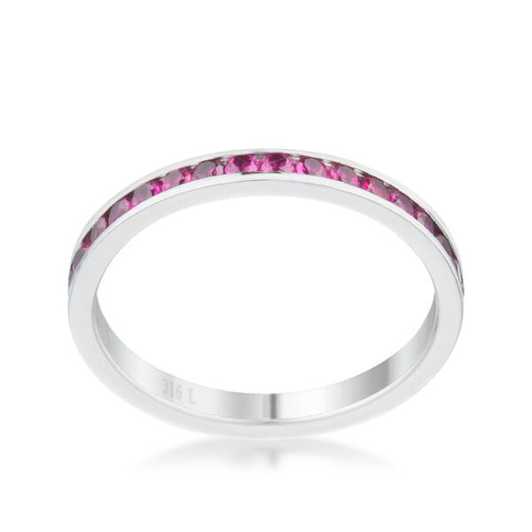 Classic contemporary 2 Mm eternity band with a plated finish in silver tone over stainless steel.