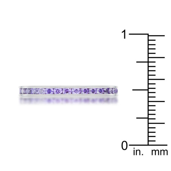 Eternity band photographed at an angle showing the line of stones catching light