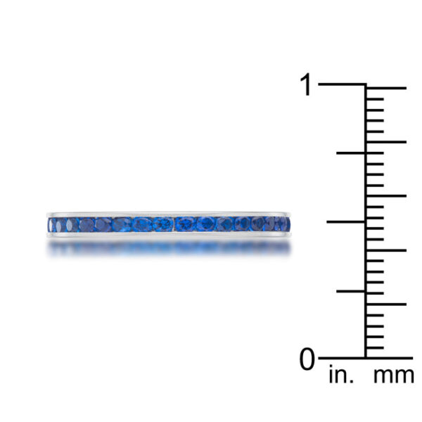 Round sapphire-colored cubic zirconia eternity band with 0.5 ct total carat weight.
