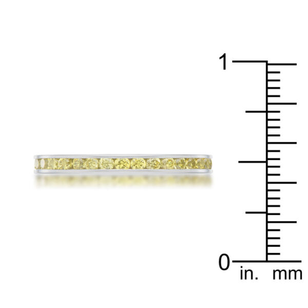 2 Mm wide channel-set eternity band with round jonquil cubic zirconia.
