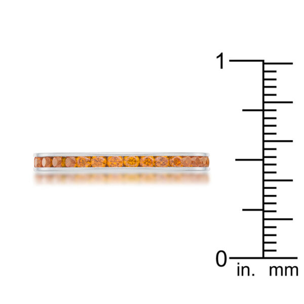 Round orange cubic zirconia eternity band with 0.5 ct total carat weight.