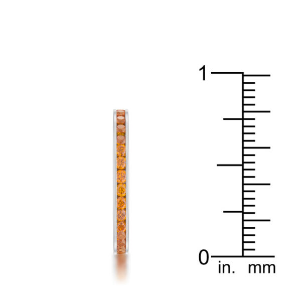 Classic, contemporary orange cubic zirconia eternity band in silver tone over stainless steel.