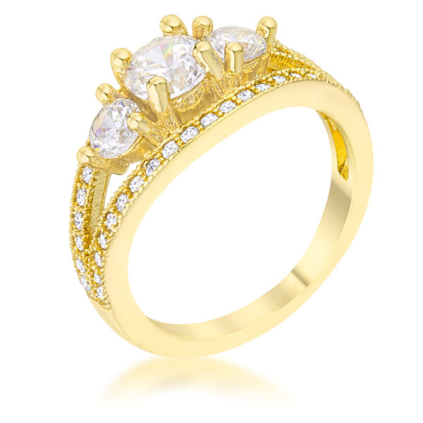 Geneviere classic ring with round pave-set cubic zirconia and 1.45 ct total carat weight.