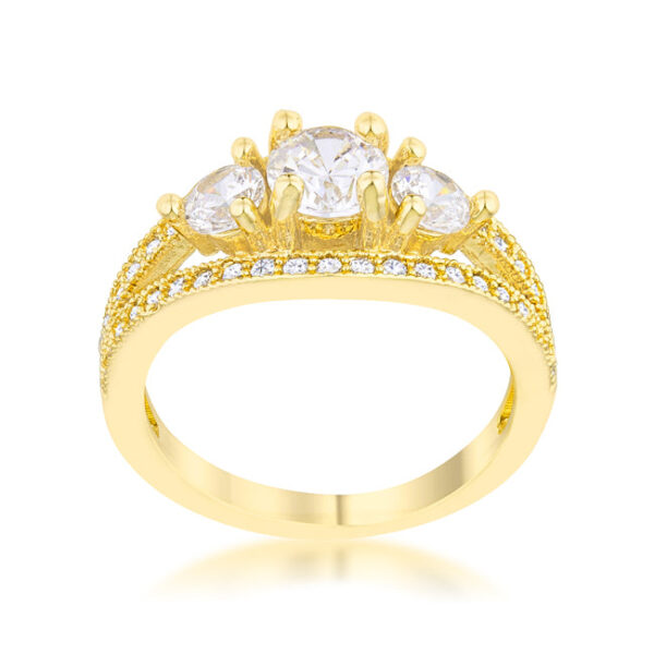 Contemporary classic ring with a 2.5mm band and round pave-set cubic zirconia.