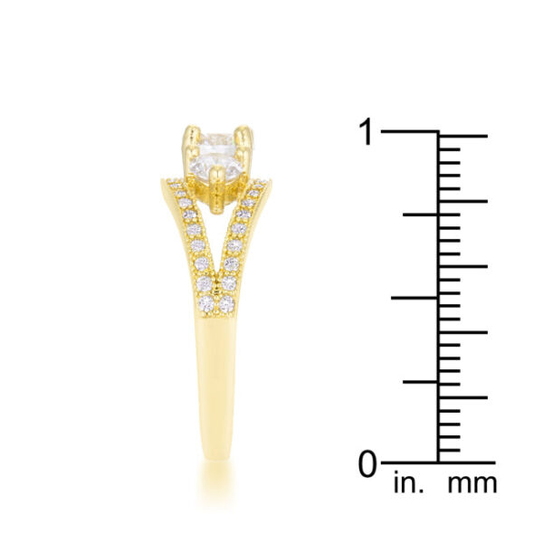 Geneviere classic ring with round cubic zirconia in a pave setting.