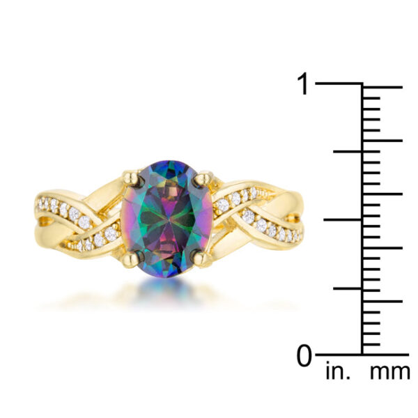 Round 1.15 Mm cubic zirconia accent stones in a pave setting on a gold tone over lead free alloy (brass) ring.