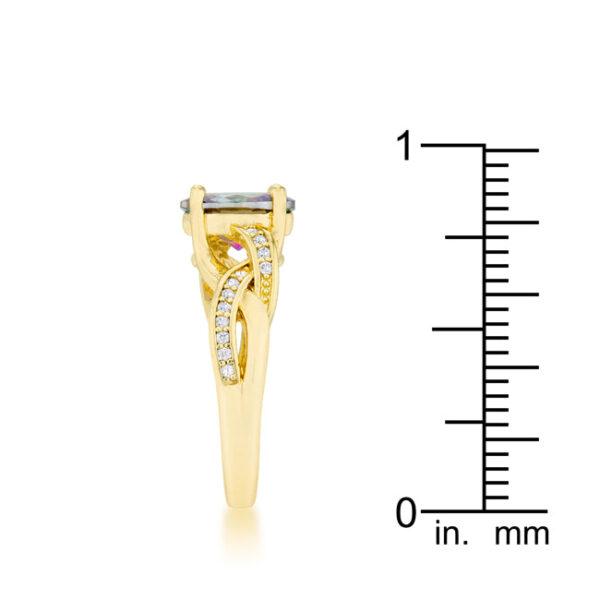 Classic oval cubic zirconia ring in gold tone over lead free alloy (brass) with 2 ct total carat weight.