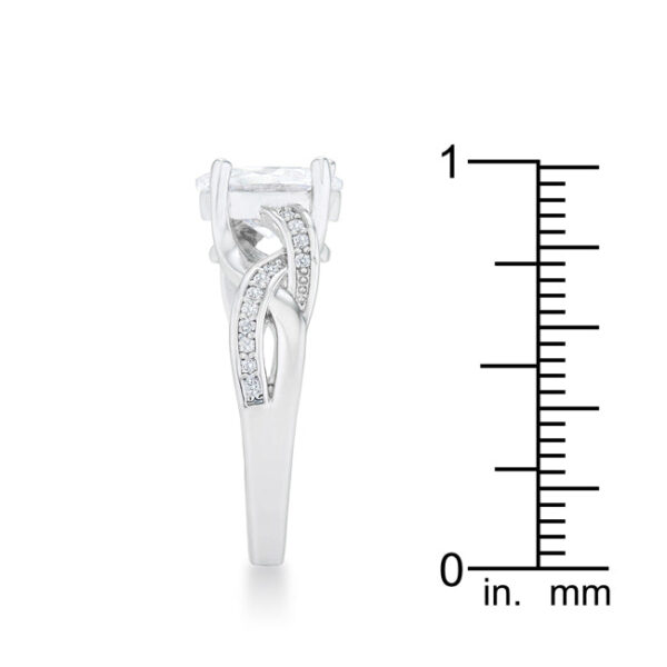 Classic oval cubic zirconia ring with 2 ct total weight and rhodium plated over lead free alloy (brass).