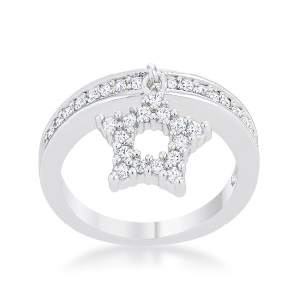 Close-up of the star charm showing round cubic zirconia set closely in a pave setting