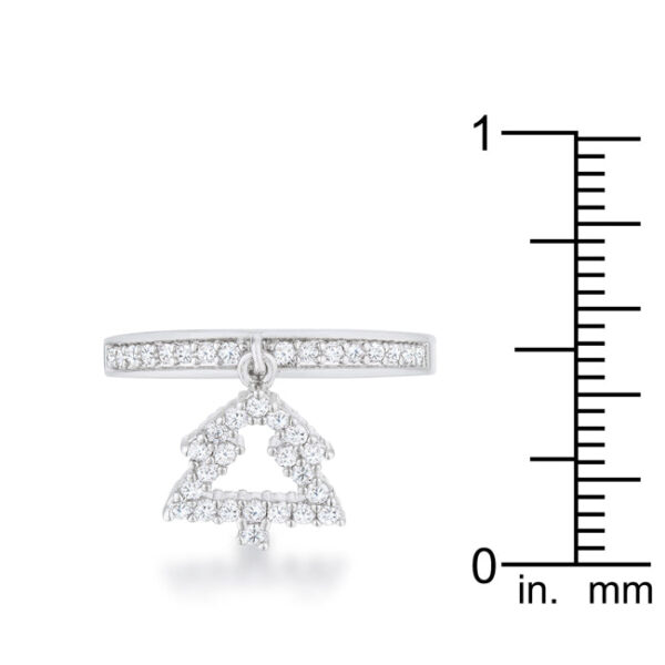 Christmas tree charm ring with a 2.25mm band in rhodium plated over lead free alloy (brass).
