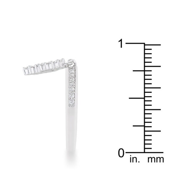 Christmas tree charm ring in rhodium plated over lead free alloy (brass) with round pave-set cubic zirconia.