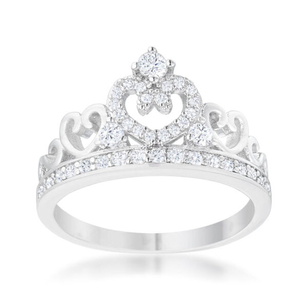 Heart crown ring featuring round cubic zirconia accent stones with 0.34 ct total carat weight