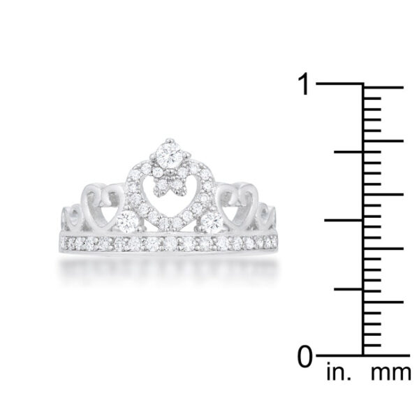 Simple heart crown ring with a 1.7mm band and round cubic zirconia accent stones