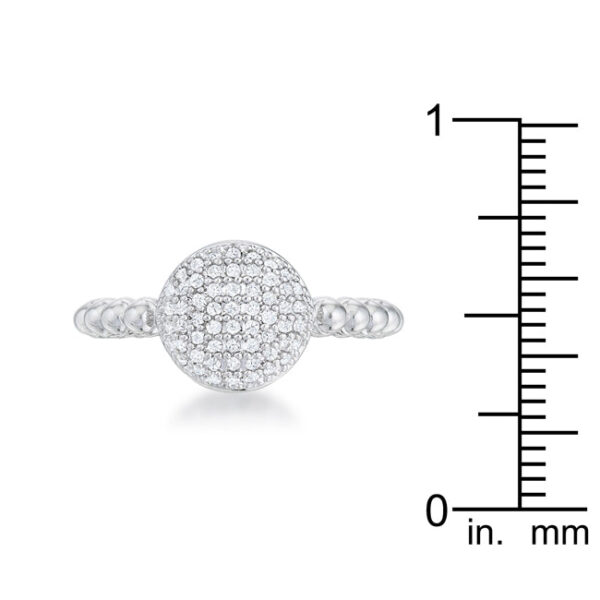 Side profile of the rhodium plated ring showing the band and setting height