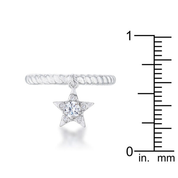 Side view of the star charm ring showing the band and charm profile