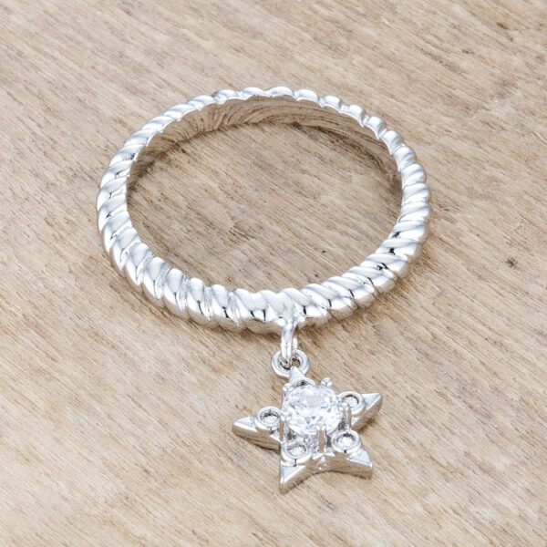 Close-up of the cubic zirconia stones set in the star charm ring