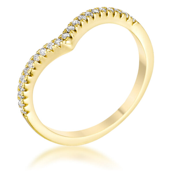 Chevron ring in gold tone with cubic zirconia.